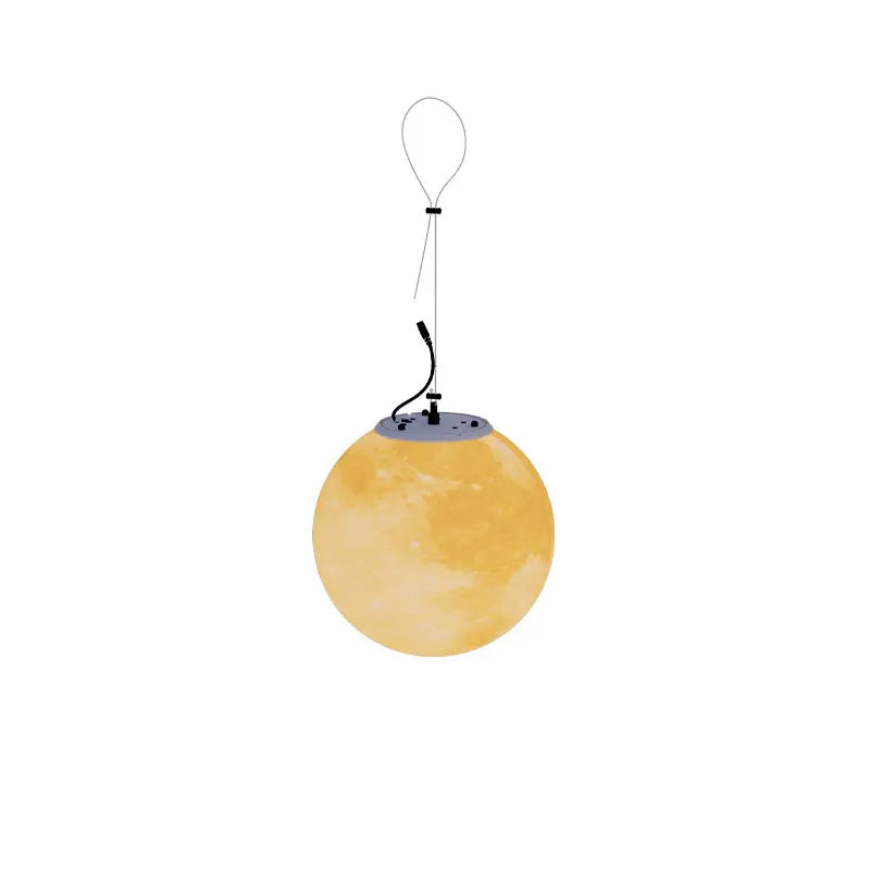 Contemporary Nordic Solar Waterproof Pe Resin Round Moon LED Pendant Light for Outdoor Patio Lumendat