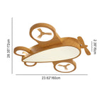 Cartoon Creative Wood Grain Aircraft LED Kids Flush Mount Ceiling Light BulbSquare