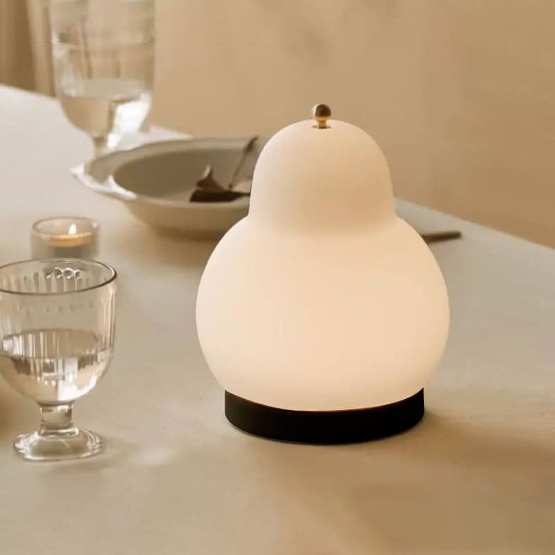 Traditional French Cream Pear Shape LED Rechargeable Touch Table Lamp For Bedroom Lumendat