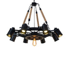 Contemporary Industrial Retro Gear Wrought Ion Hemp Rope 7/9/11-Light Chandelier For Living Room Lumendat