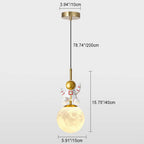 Contemporary Nordic Kids Orb Astronaut Iron Resin 1-light Pendant Light for Bedroom BulbSquare