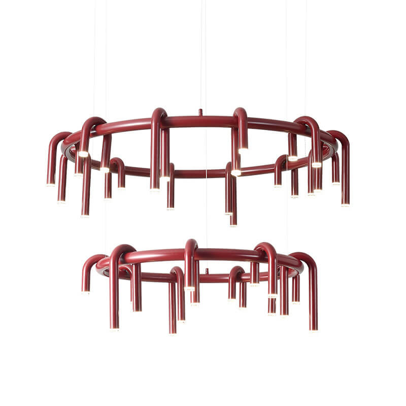 Modern Mid-century Iron Geometric Line Combination LED Chandelier for Living Room
