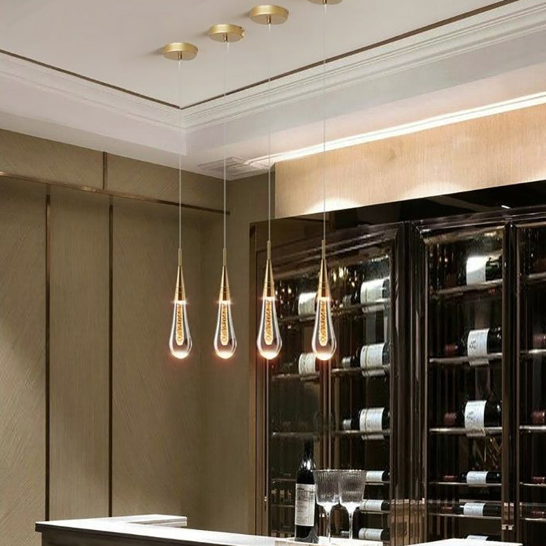 Contemporary Scandinavian Water Drops Iron Aluminum Crystal LED Chandelier for Bedroom