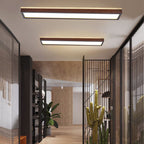 Japanese Minimalist Log Rectangular Walnut LED Flush Mount Ceiling Light BulbSquare