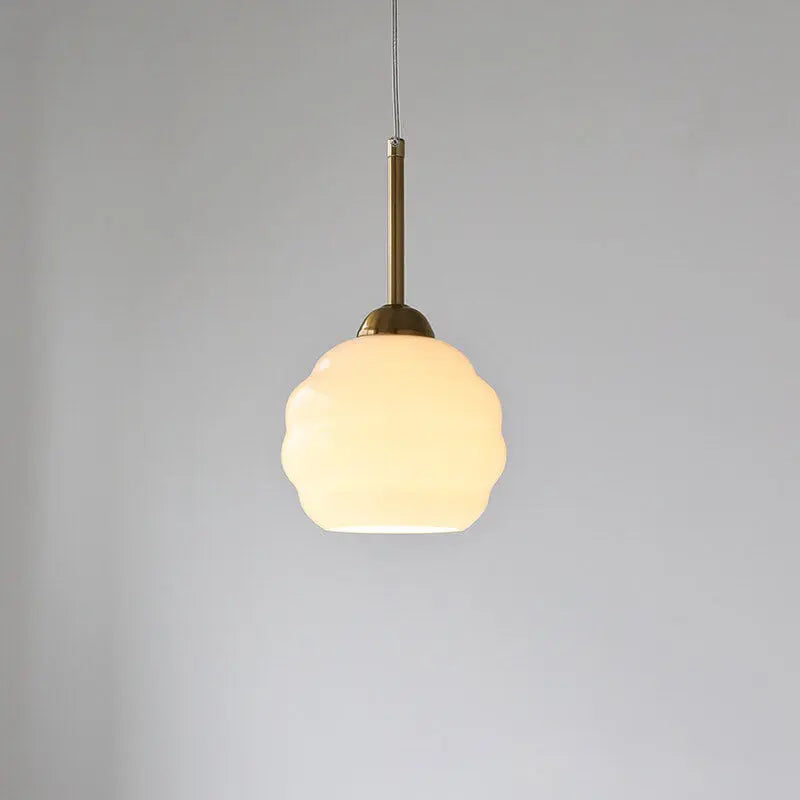 Vintage French Glass Round Tart 1-light Pendant Light Lumendat