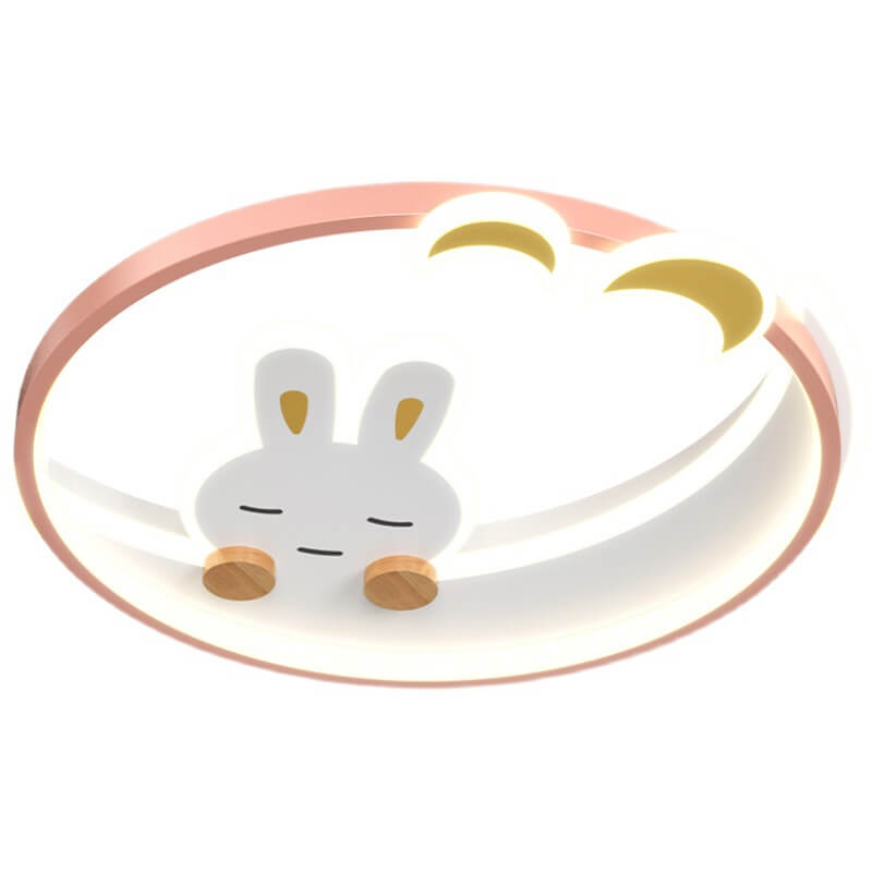 Lumendat Modern Creative Cartoon Rabbit Iron Round LED Kids Flush Mount Ceiling Light Lumendat