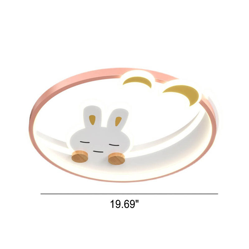 Lumendat Modern Creative Cartoon Rabbit Iron Round LED Kids Flush Mount Ceiling Light Lumendat