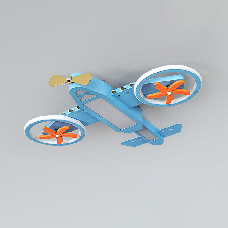 Lumendat Contemporary Creative Acrylic Hardware Cartoon Aircraft Blue LED Kids Flush Mount Ceiling Light For Bedroom Lumendat