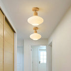 Nordic Log Striped Glass Oval 1-light Semi-flush Mount Ceiling Light BulbSquare