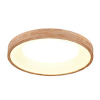 Nordic Minimalist Log Wood Round LED Flush Mount Ceiling Light Lumendat