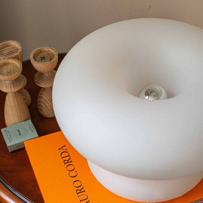 Danish Milk White Mushroom 1-Light Table Lamp Lumendat