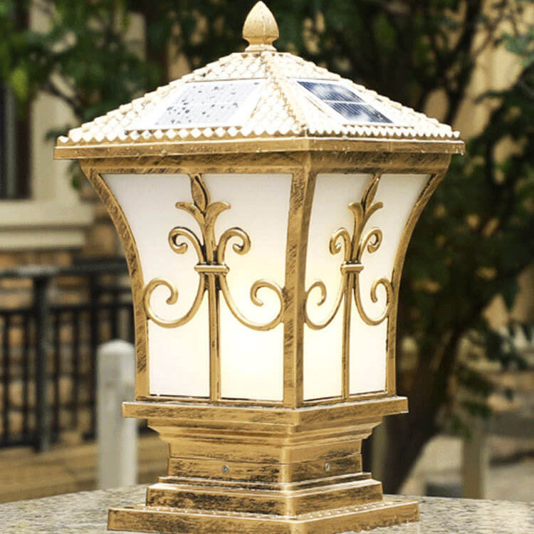 Modern Vintage Waterproof Patio Solar Outdoor Column Head Light Lumendat