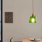 Vintage Glass Brass Drum 1-light Pendant Light BulbSquare