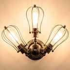 Contemporary Industrial Iron Cage Grill 3/4 Light Semi-Flush Mount Ceiling Light For Living Room