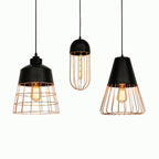 Nordic Creative Iron Cage Geometry 1-light Pendant Light BulbSquare