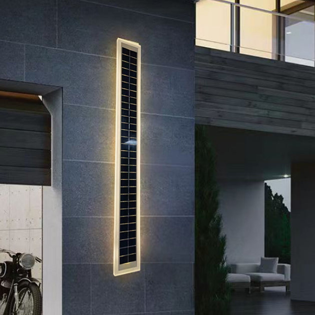 Minimalist Outdoor Solar Rectangular Strip Waterproof Patio LED Wall Sconce Lamp Lumendat