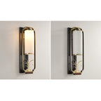 Modern New Chinese Copper Glass Column Ring 1-Light Wall Sconce Lamp