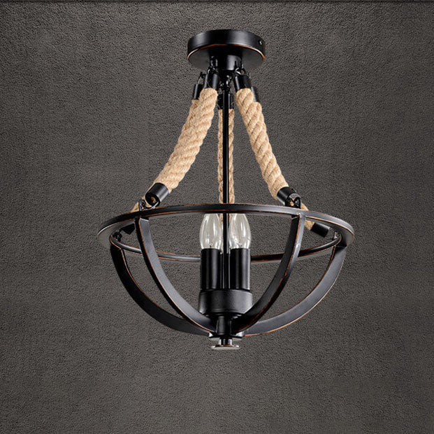 Vintage Industrial Iron Twine 3-light Island Light Chandelier
