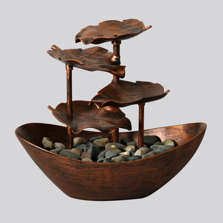 Creative Lotus Leaf Yuanbao Flowing Fountain LED Decorative Table Lamp Lumendat