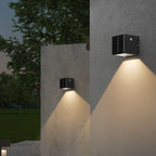 Modern Solar Black Rectangular Die-Cast Aluminum Solar LED Outdoor Wall Light Lumendat