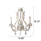 French Vintage Iron Crystal Hardware 3-Light Wall Sconce Lamp Lumendat
