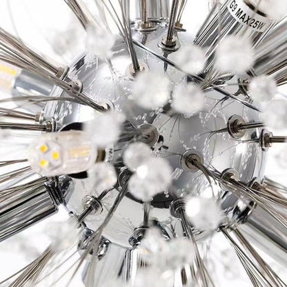 Contemporary Scandinavian Dandelion Metal Crystal 8/9/12/16 Light Chandelier for Bedroom