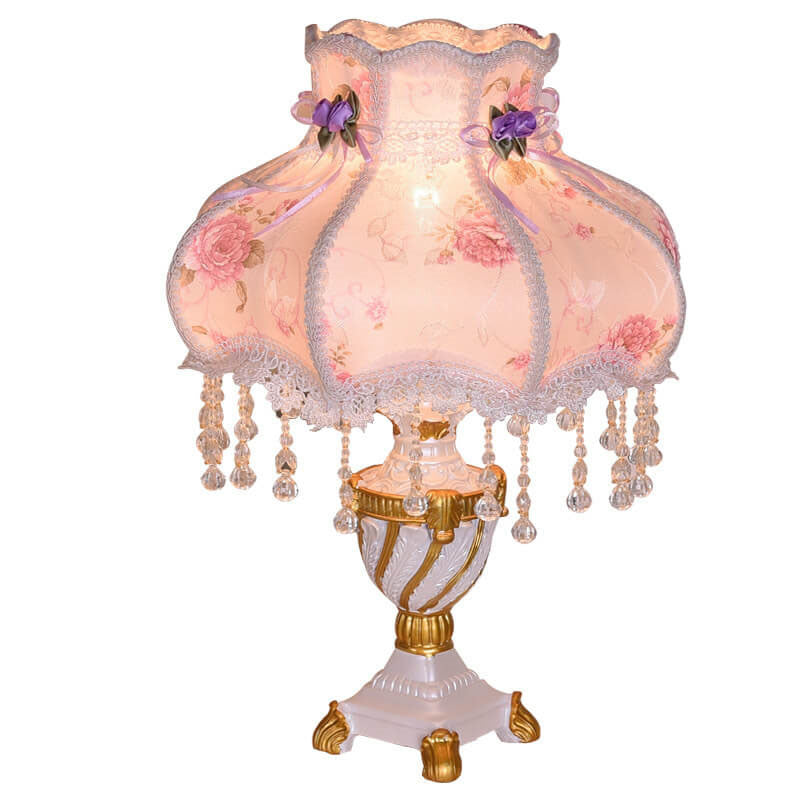 European Luxury Fabric Lace Resin 1-Light Table Lamp Lumendat