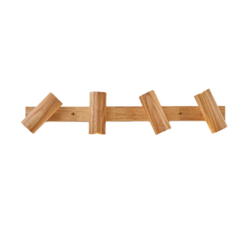 Japanese Minimalist Solid Wood Spotlight Track 1/3/4 Light Flush Mount Ceiling Light Lumendat
