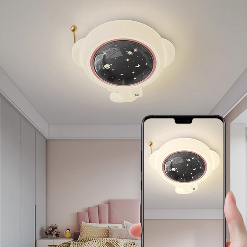 Lumendat Modern Art Deco Kids Iron PE Astronaut Round LED Flush Mount Ceiling Light For Bedroom Lumendat