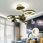 Lumendat Modern Children's Helicopter Hardware Acrylic LED Semi-Flush Mount Ceiling Fan Light Lumendat