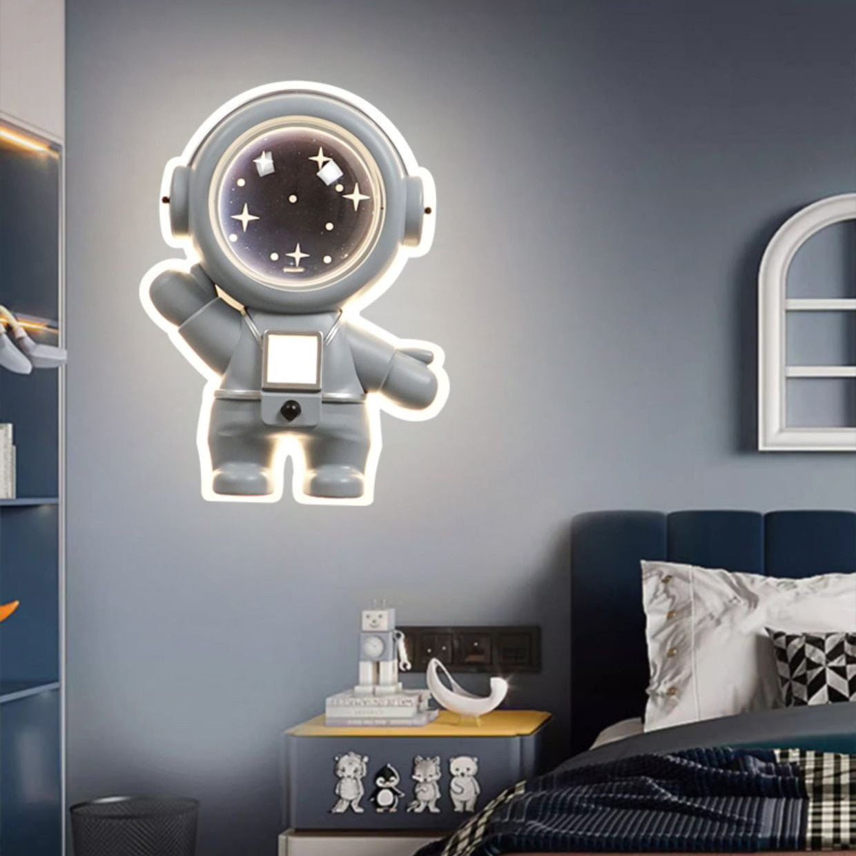 Lumendat Contemporary Creative Kids Metal Acrylic Resin Astronaut Flush Mount Ceiling Light For Bedroom Lumendat