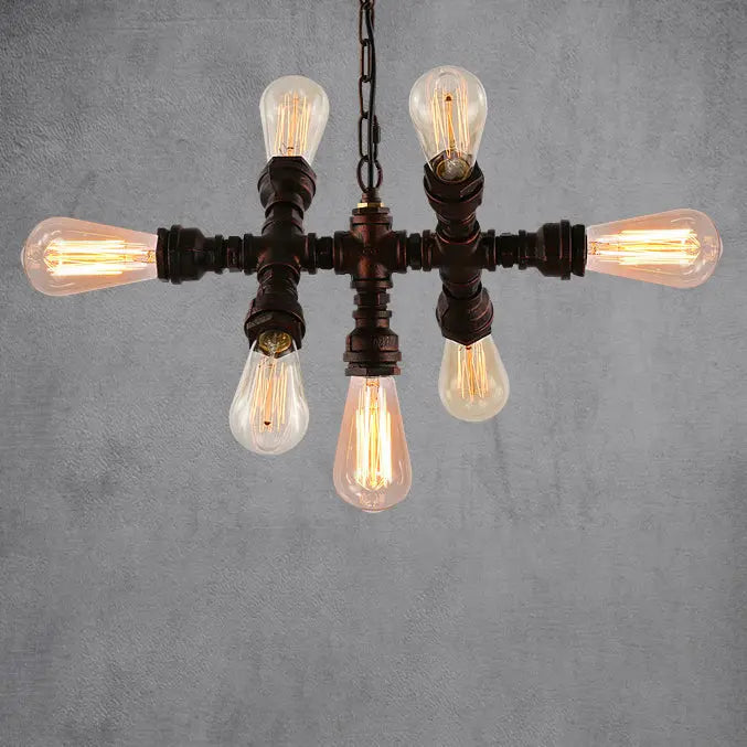 Industrial Iron Water Pipe Design 7-light Chandelier Lumendat