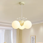Lumendat Contemporary Creative Cream Hardware Crystal Decor PE Round Shade 3-Light Kids Chandelier For Living Room Lumendat