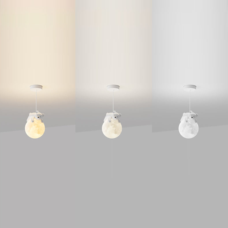 Contemporary Creative Resin Animal Rabbit Moon 1-light Kids Pendant Light for Living Room BulbSquare