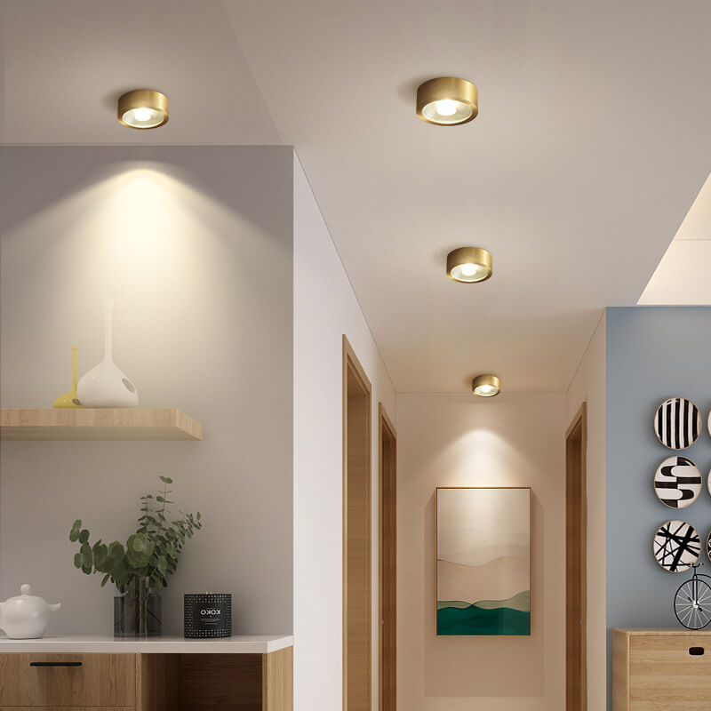 Nordic Light Luxury All Copper Ultra-thin LED Flush Mount Light BulbSquare
