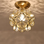 Modern Art Deco Petal Bubble Glass Shade Brass Frame 1-Light Semi-Flush Mount Ceiling Light For Living Room Lumendat