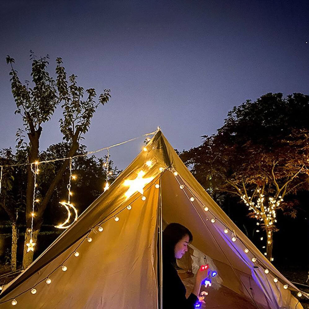 LED Solar Star Moon Curtain Light Christmas Outdoor Patio Decorative Camping String Lights Lumendat