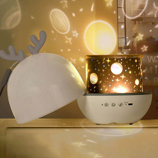 Lumendat Contemporary Creative Kids Projectable Round Rabbit Deer ABS LED Table Lamp For Bedroom Lumendat