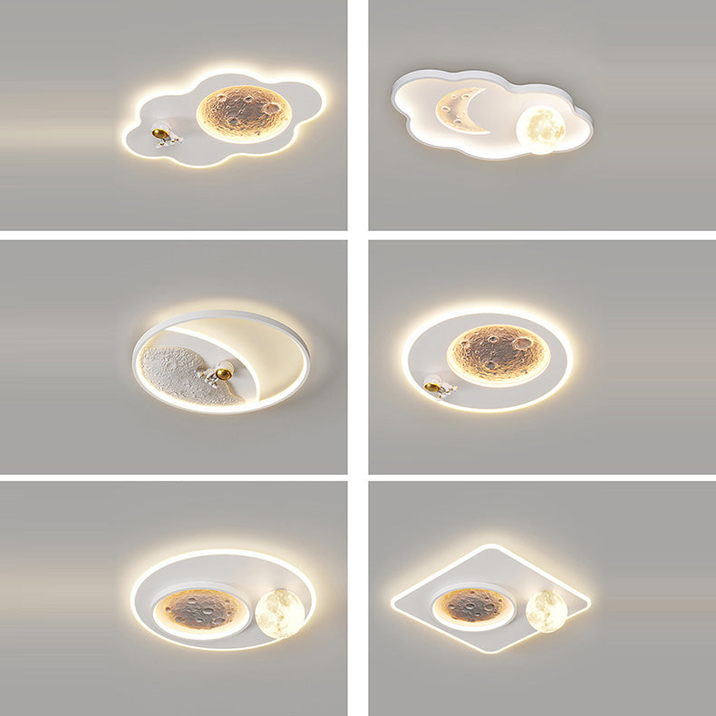 Lumendat Contemporary Creative Resin Moon Astronaut Acrylic Cloud Shape LED Kids Flush Mount Ceiling Light For Living Room Lumendat