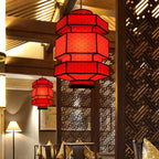 Chinese Retro Hexagonal Faux Sheepskin Iron 1-light Pendant Light BulbSquare