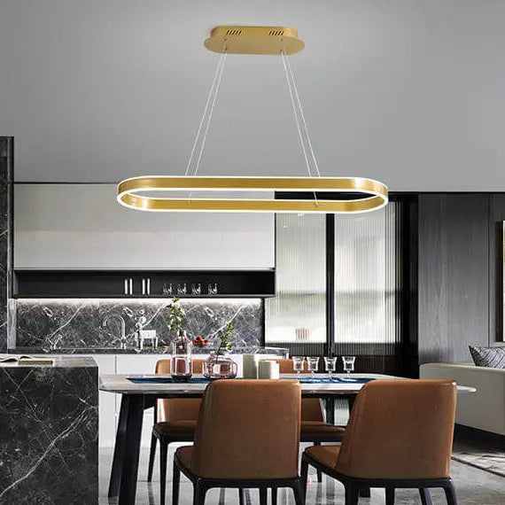 Modern Minimalist Light Luxury Oval Aluminum LED Chandelier BulbSquare