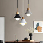 Nordic Minimalist Macaron Wood Cement 1-light Pendant Light Lumendat
