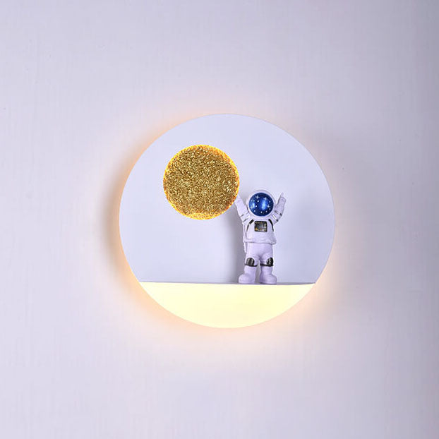 Lumendat Contemporary Creative Iron Resin Round Astronaut LED Wall Sconce Lamp For Bedroom Lumendat