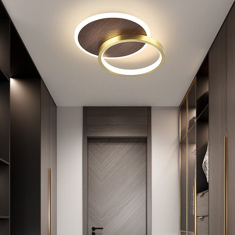 Modern Minimalist Aluminum Circular Square LED Semi-flush Mount Ceiling Light
