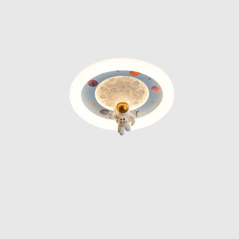 Lumendat Modern Art Deco Kids Iron Resin Acrylic Round Moon Astronaut LED Flush Mount Ceiling Light For Bedroom Lumendat