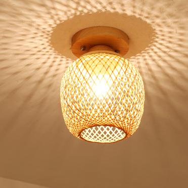 Modern Minimalist Creative Bamboo Weaving Flush Mount Ceiling Lamp Lumendat