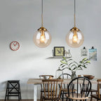 Contemporary Nordic Copper Spherical Glass Shade 1/3/5-light Island Light Chandelier for Dining Room Lumendat