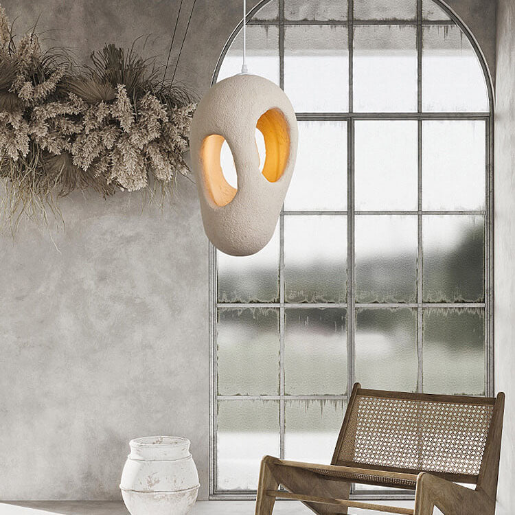 Japanese Wabi-sabi Resin Geometric Circle 1-light Pendant Light BulbSquare