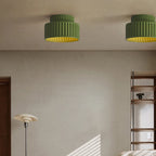 Contemporary Nordic Cream Style Hand Sculpted Stripes Resin Round 1-Light Flush Mount Ceiling Light For Entryway Lumendat
