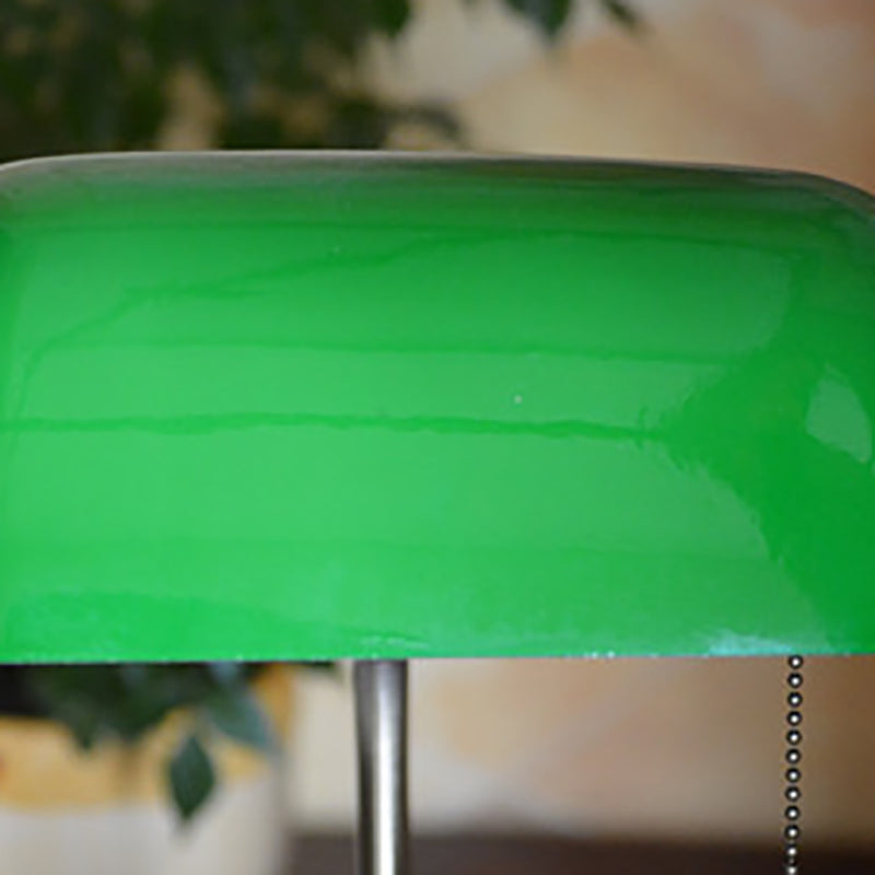 Traditional Vintage Square Green Shade Glass Solid Wood Iron 1-Light Table Lamp For Living Room Lumendat
